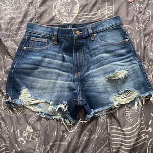 Navy blue roughed up jean shorts high rise size 11